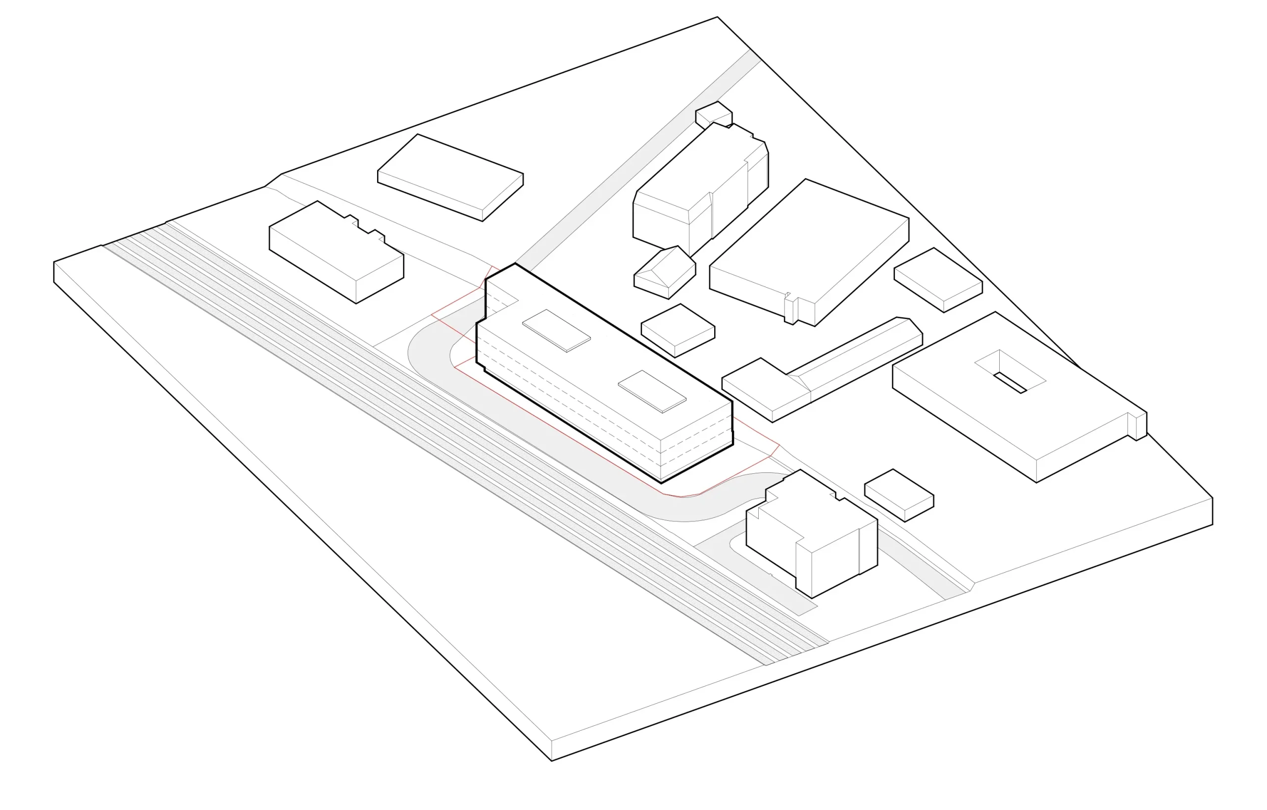 Schemat zagospodarowania terenu – projekt budynku biurowego w Sopocie – AXMN Gdańsk