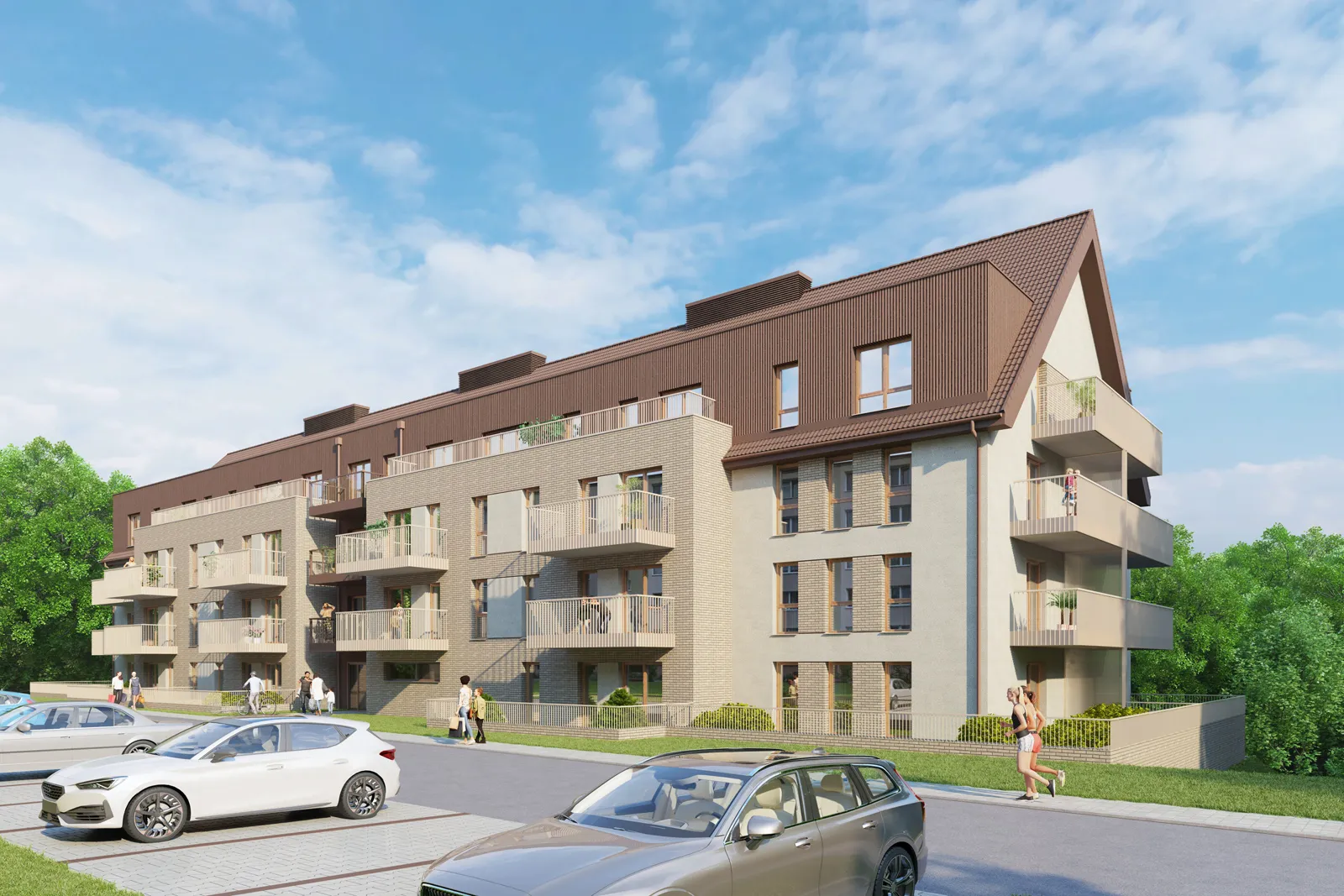 Projekt budynku mieszkalnego w Chełmnie – widok od strony ulicy Kopernika – AXMN Gdańsk