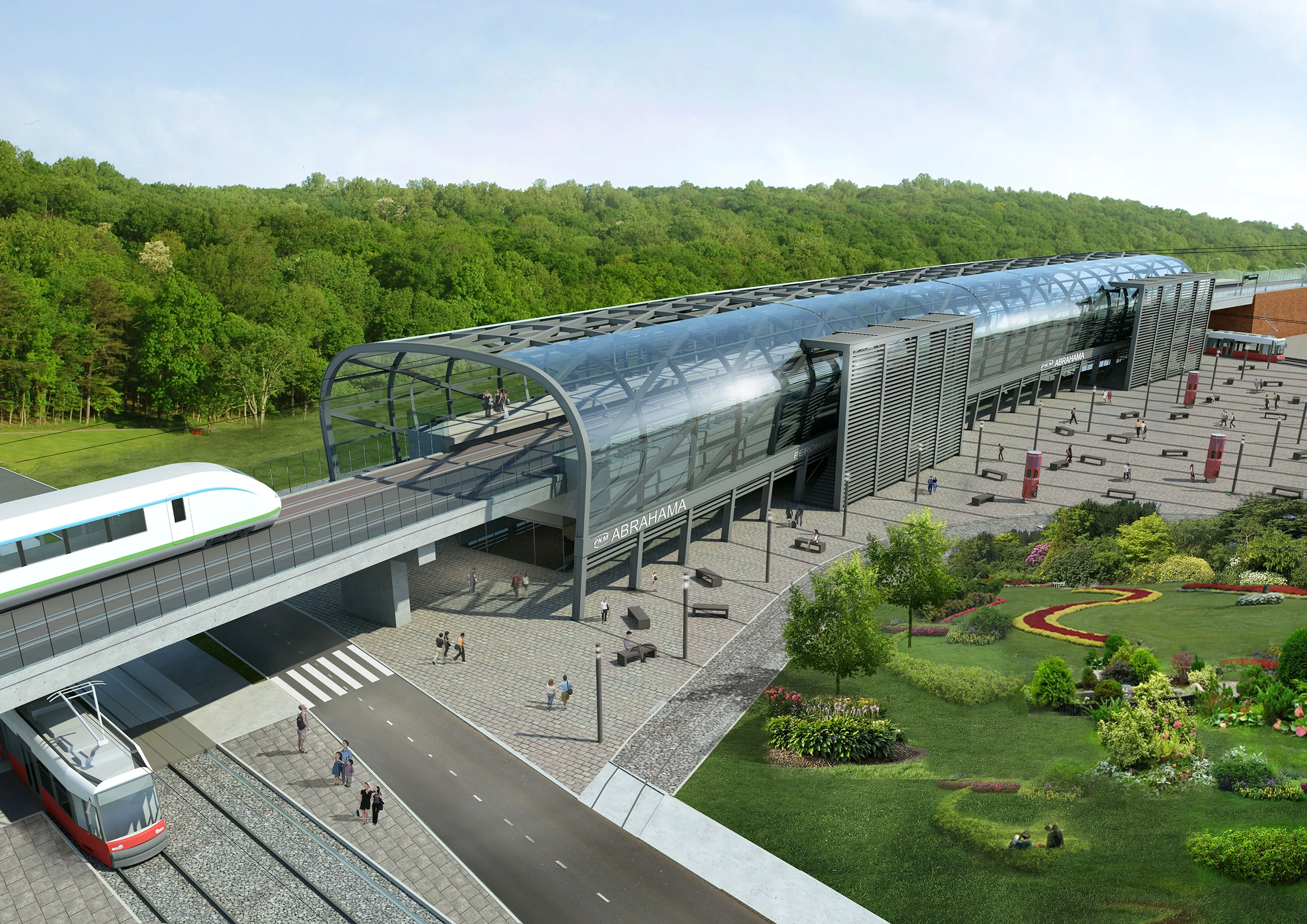 Pomorska Kolej Metropolitalna Gdańsk – wizualizacja przystanku kolejowego – projekt AXMN Gdańsk