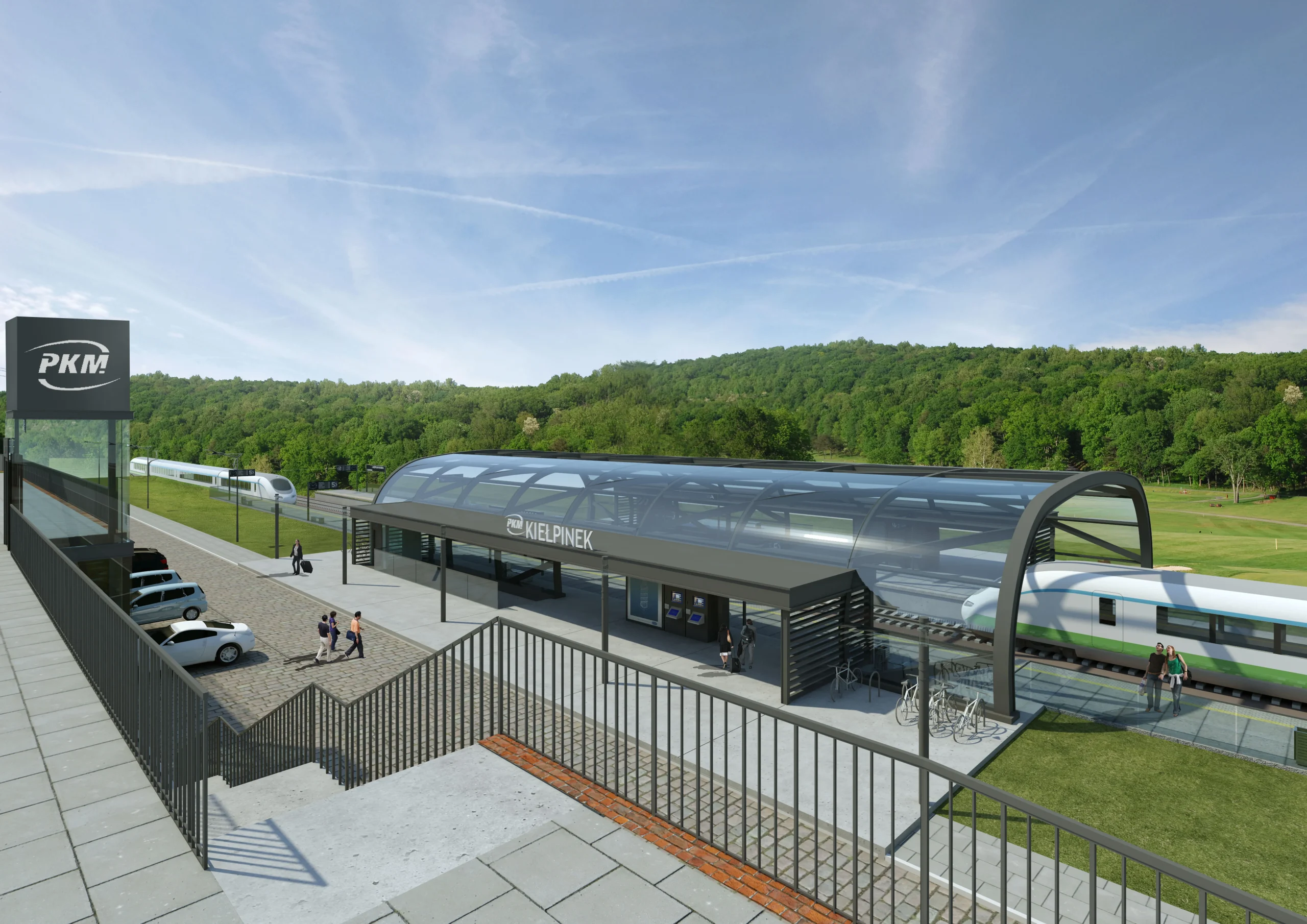 Pomorska Kolej Metropolitalna Gdańsk – wizualizacja przystanku kolejowego Kiełpinek – projekt AXMN Gdańsk