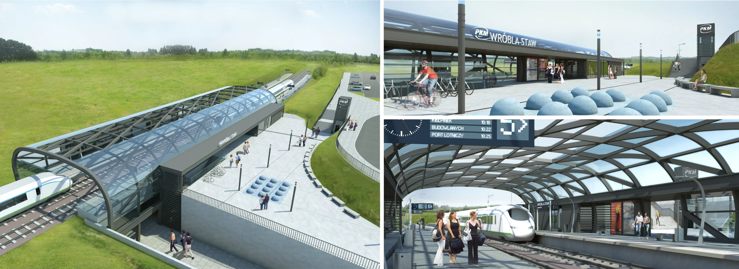 Pomorska Kolej Metropolitalna Gdańsk – wizualizacja przystanku kolejowego Wróbla Staw – projekt AXMN Gdańsk