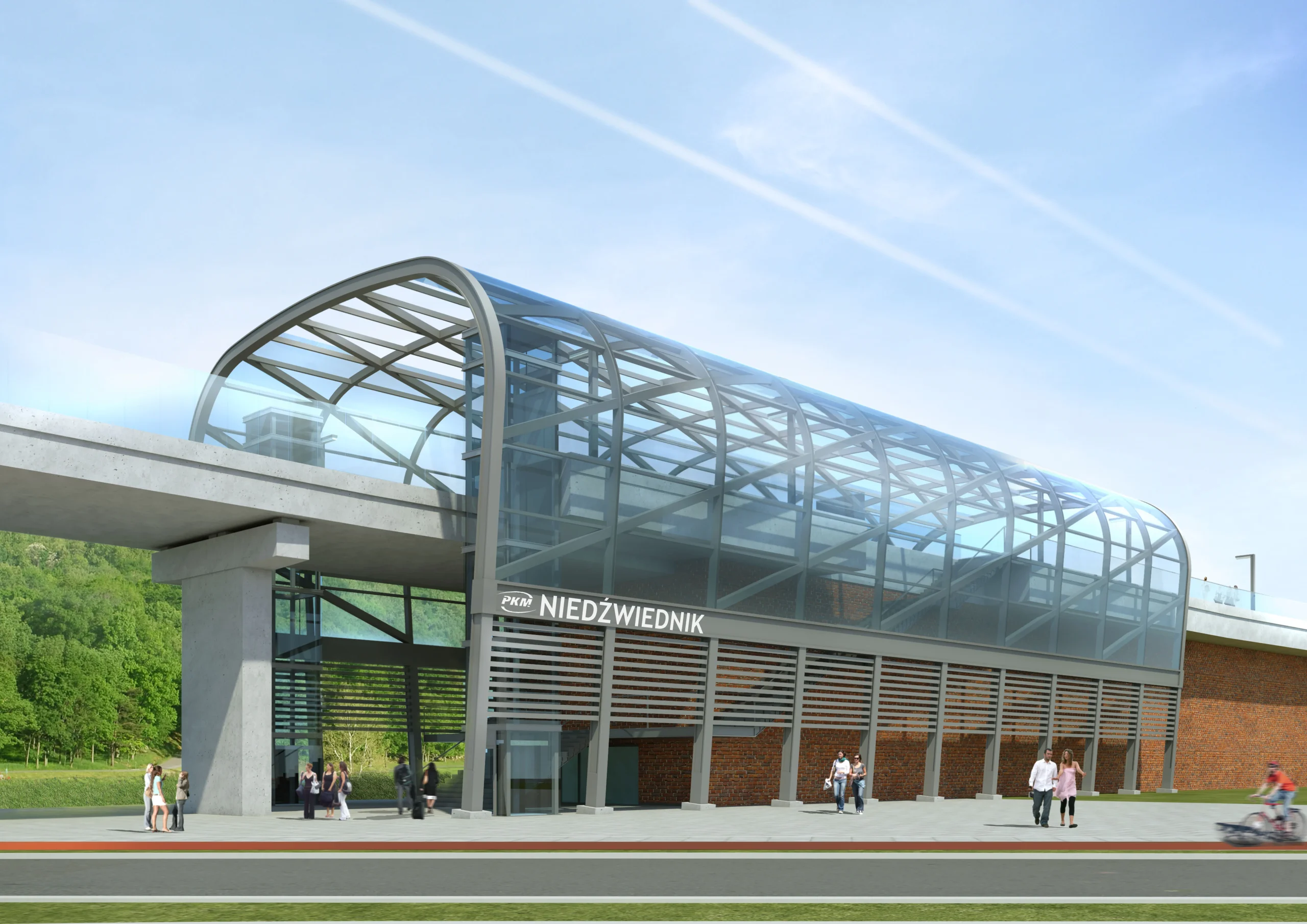 Pomorska Kolej Metropolitalna Gdańsk – wizualizacja przystanku kolejowego Niedźwiednik – projekt AXMN Gdańsk