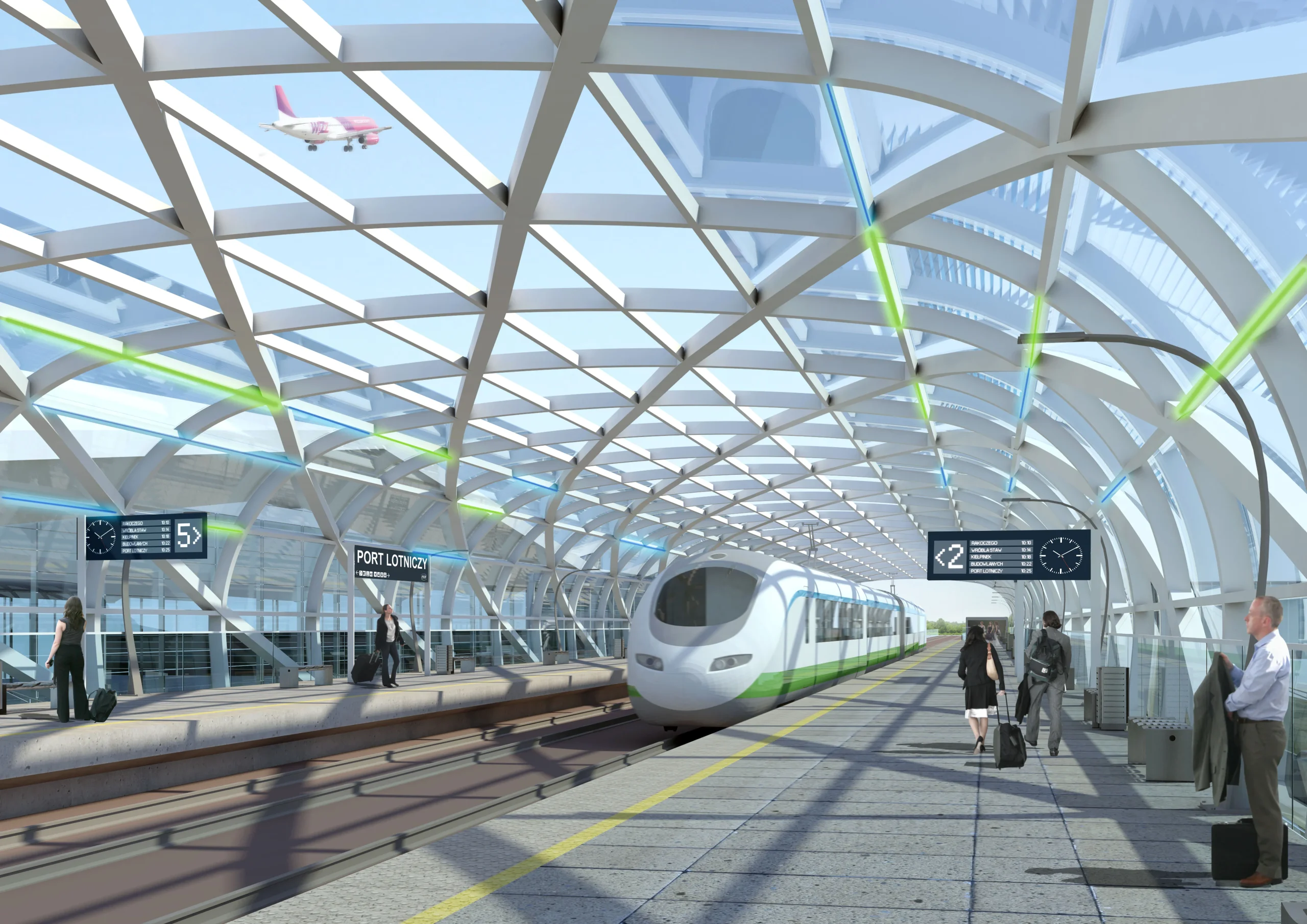 Pomorska Kolej Metropolitalna Gdańsk – wizualizacja przystanku kolejowego Port Lotniczy – projekt AXMN Gdańsk